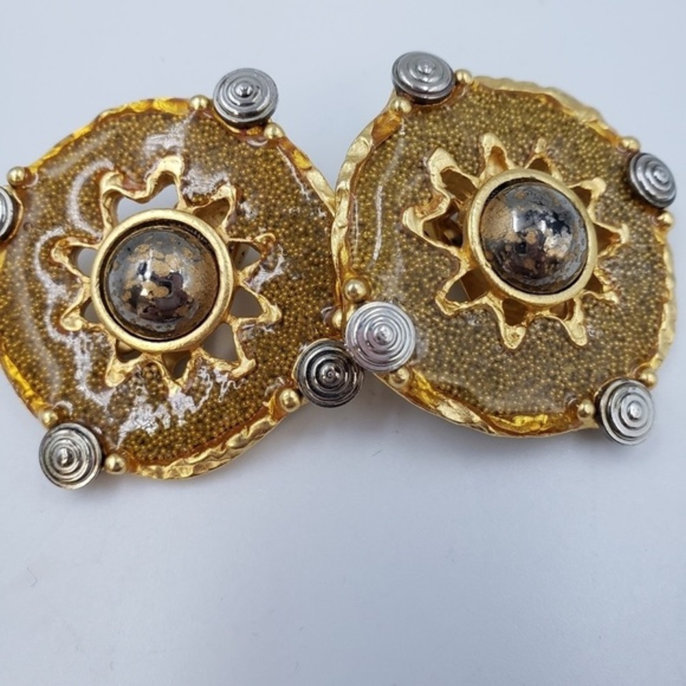 Vintage Robert Rose Clip On Earrings Sun Moon 80's